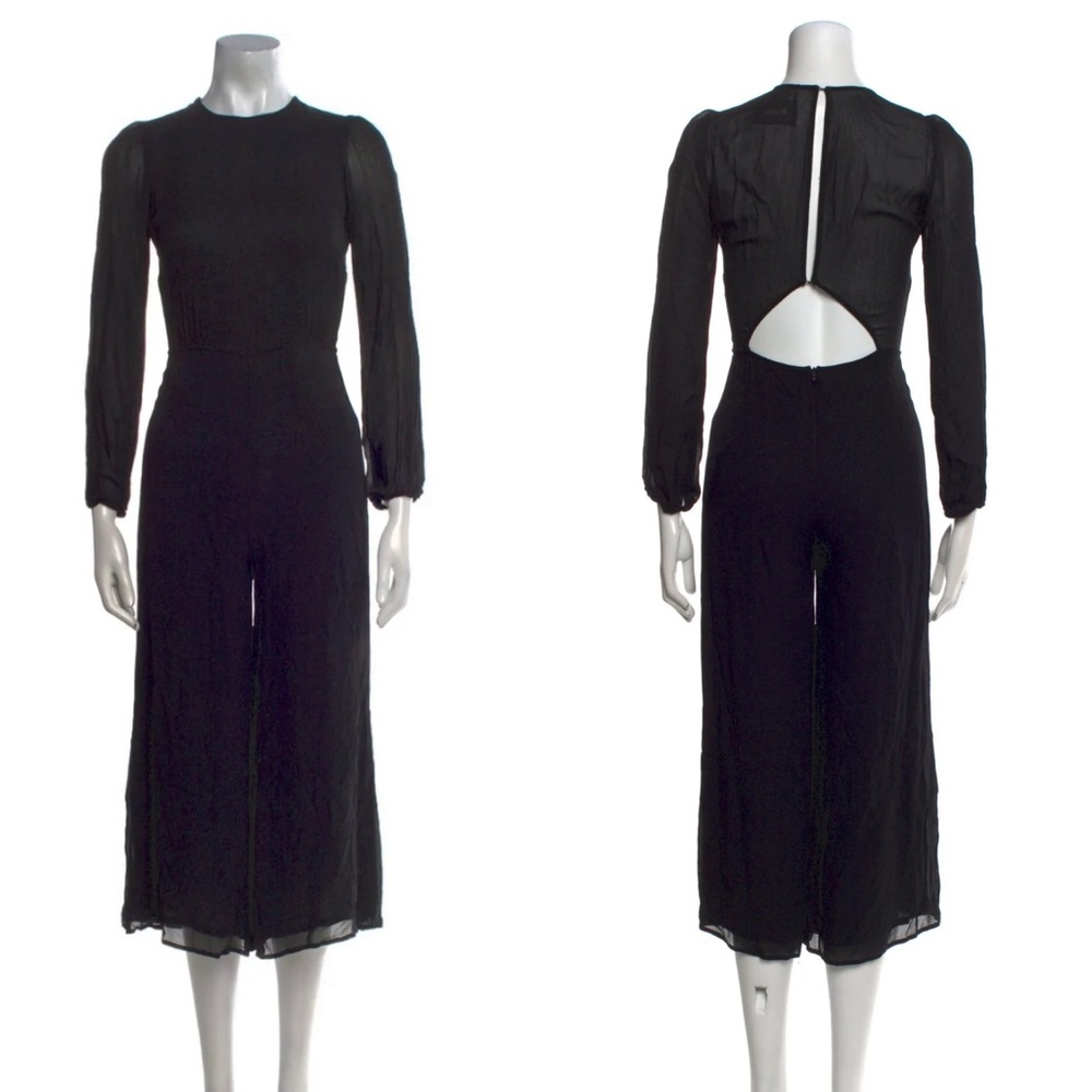 Reformation 🖤 Black Wide Leg Long Sleeve Jumpsuit. Open Back. Size 4.